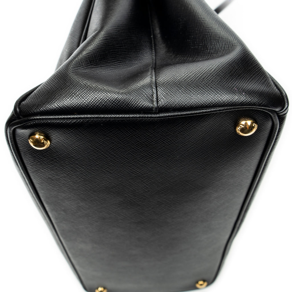 Shoulder Bag Large Galleria Double Zip Tote Black Saffiano Leather