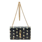 Shoulder Bag Medium Kate Black Floral Print Calfskin Leather