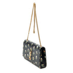 Shoulder Bag Medium Kate Black Floral Print Calfskin Leather