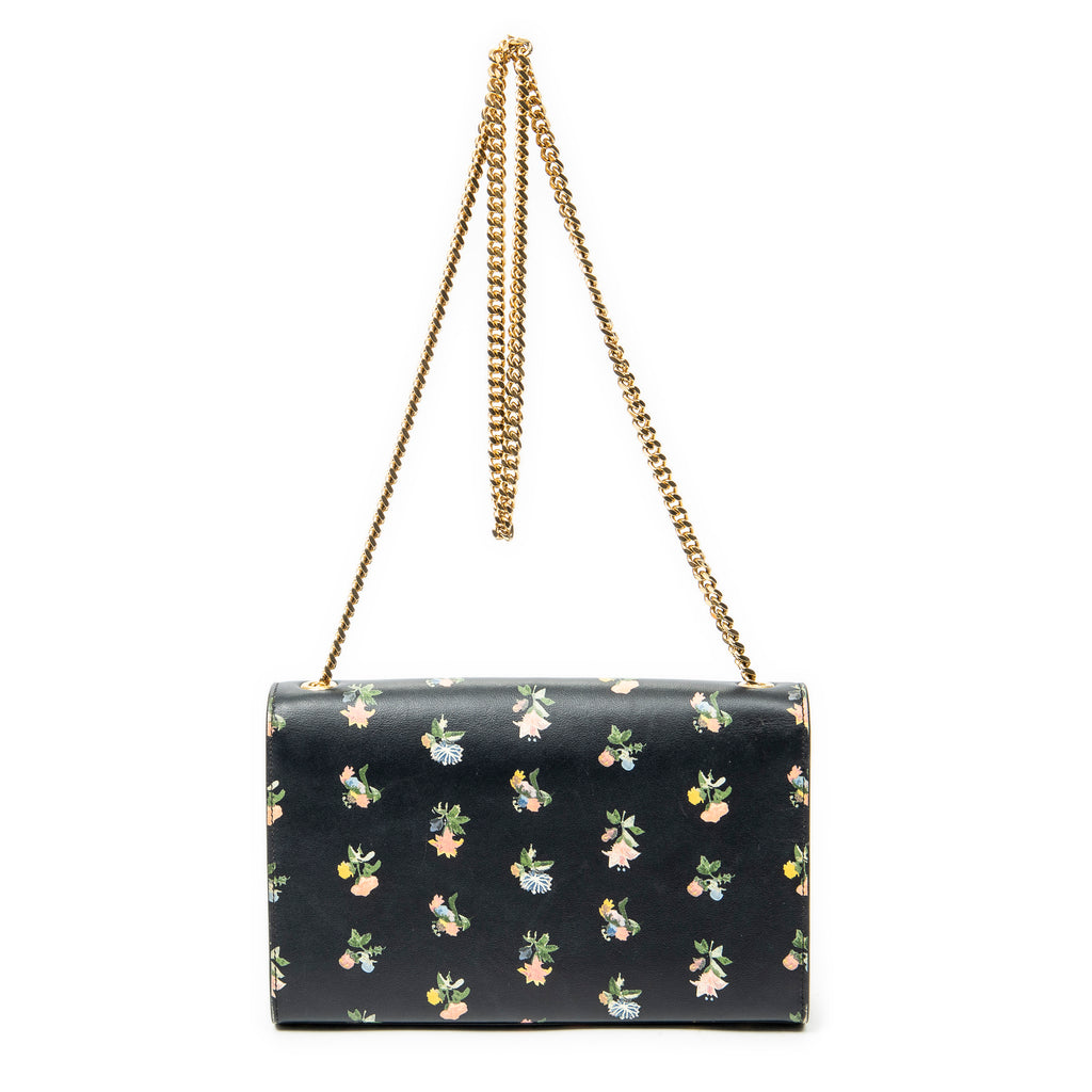 Shoulder Bag Medium Kate Black Floral Print Calfskin Leather