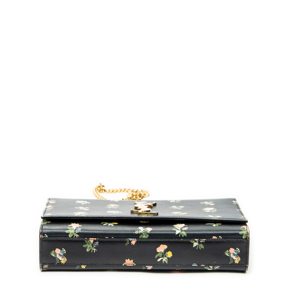 Shoulder Bag Medium Kate Black Floral Print Calfskin Leather