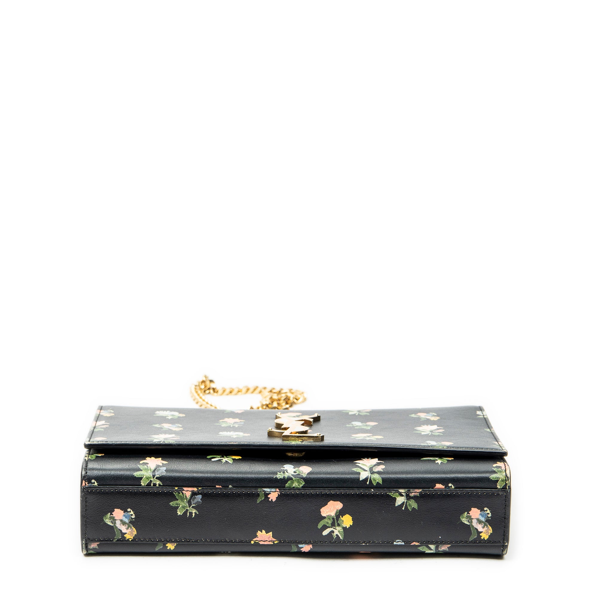 Shoulder Bag Medium Kate Black Floral Print Calfskin Leather