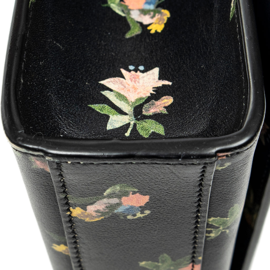 Shoulder Bag Medium Kate Black Floral Print Calfskin Leather