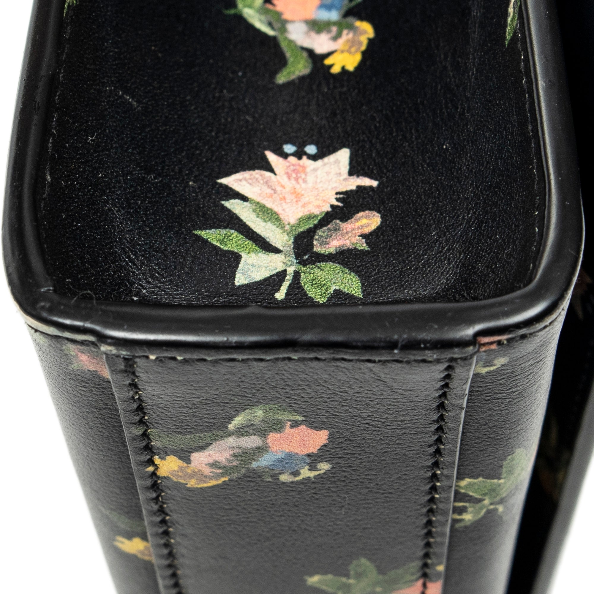 Shoulder Bag Medium Kate Black Floral Print Calfskin Leather