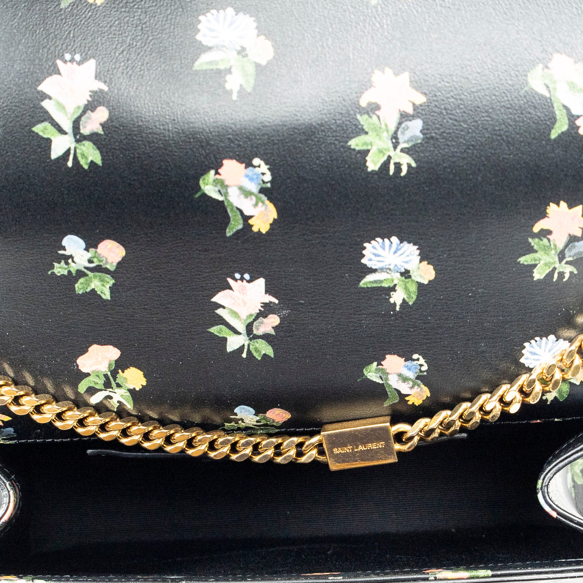 Shoulder Bag Medium Kate Black Floral Print Calfskin Leather