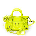 Shoulder Bag Small Neo Cagole Neon Green Distressed Calfskin Leather