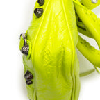 Shoulder Bag Small Neo Cagole Neon Green Distressed Calfskin Leather