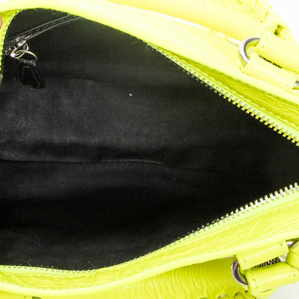 Shoulder Bag Small Neo Cagole Neon Green Distressed Calfskin Leather