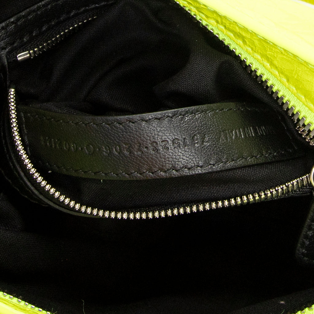Shoulder Bag Small Neo Cagole Neon Green Distressed Calfskin Leather
