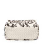 Handbag Velvet Bouquet Boston White Intrecciato Leather