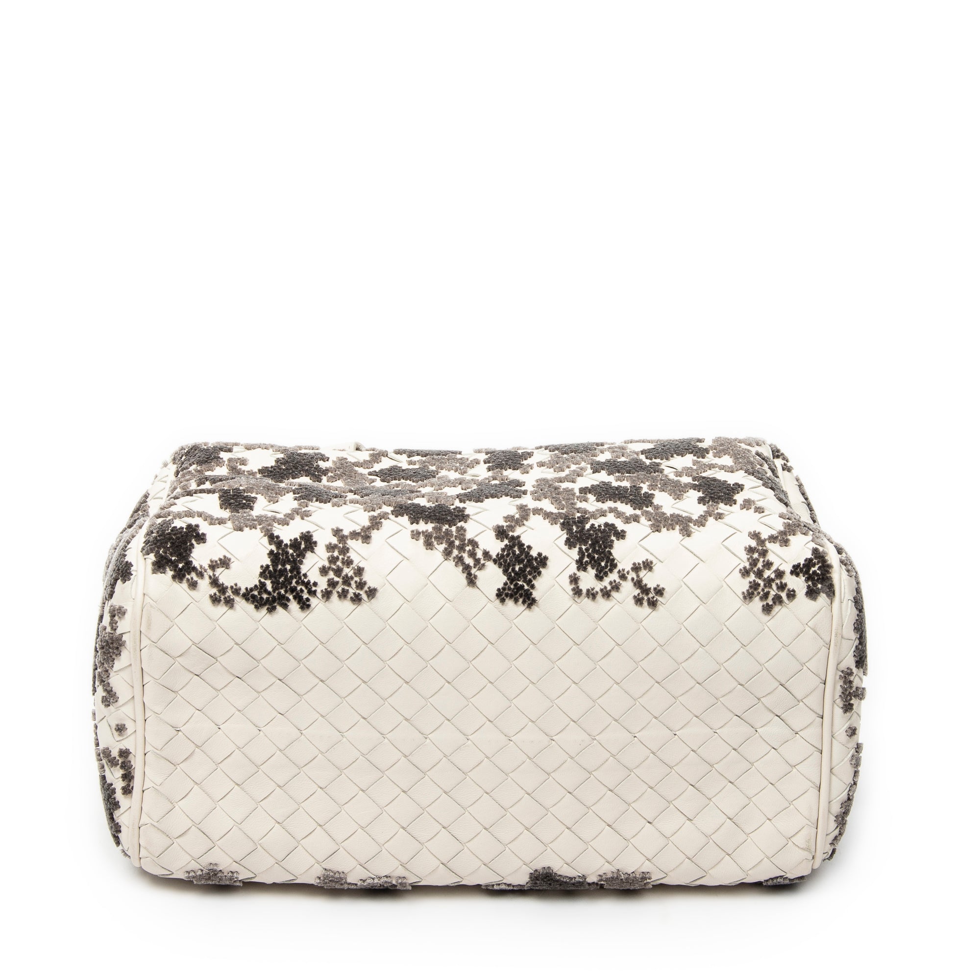 Handbag Velvet Bouquet Boston White Intrecciato Leather