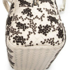 Handbag Velvet Bouquet Boston White Intrecciato Leather