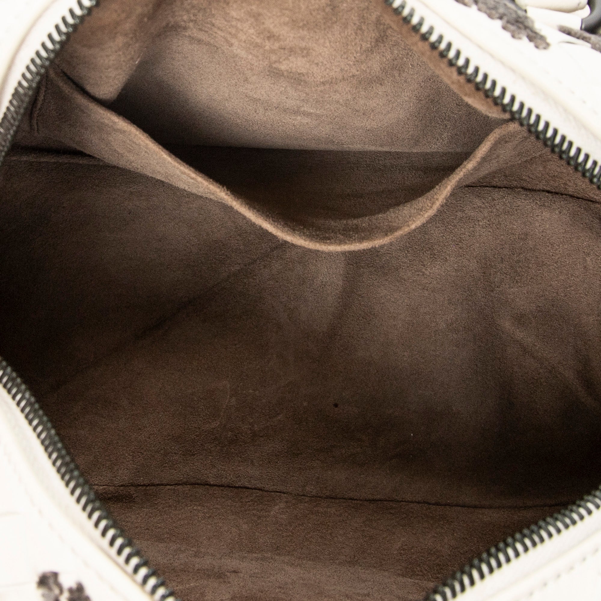 Handbag Velvet Bouquet Boston White Intrecciato Leather