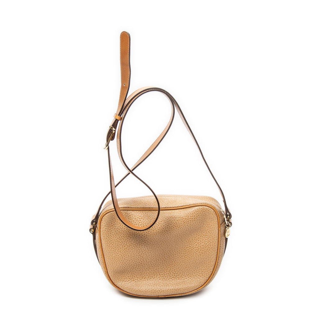 Shoulder Bag Vintage Buckle Flap Crossbody Tan Grained Calfskin Leather