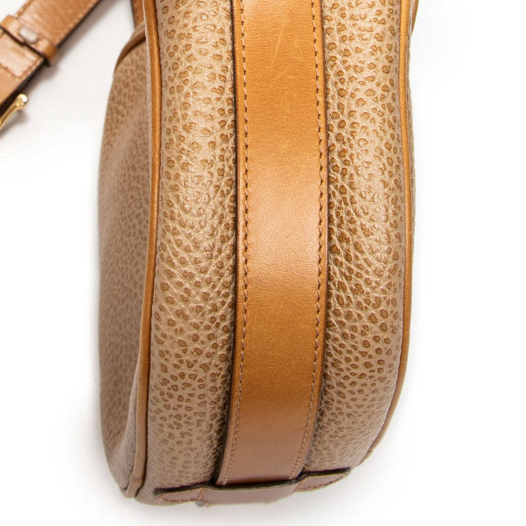 Shoulder Bag Vintage Buckle Flap Crossbody Tan Grained Calfskin Leather