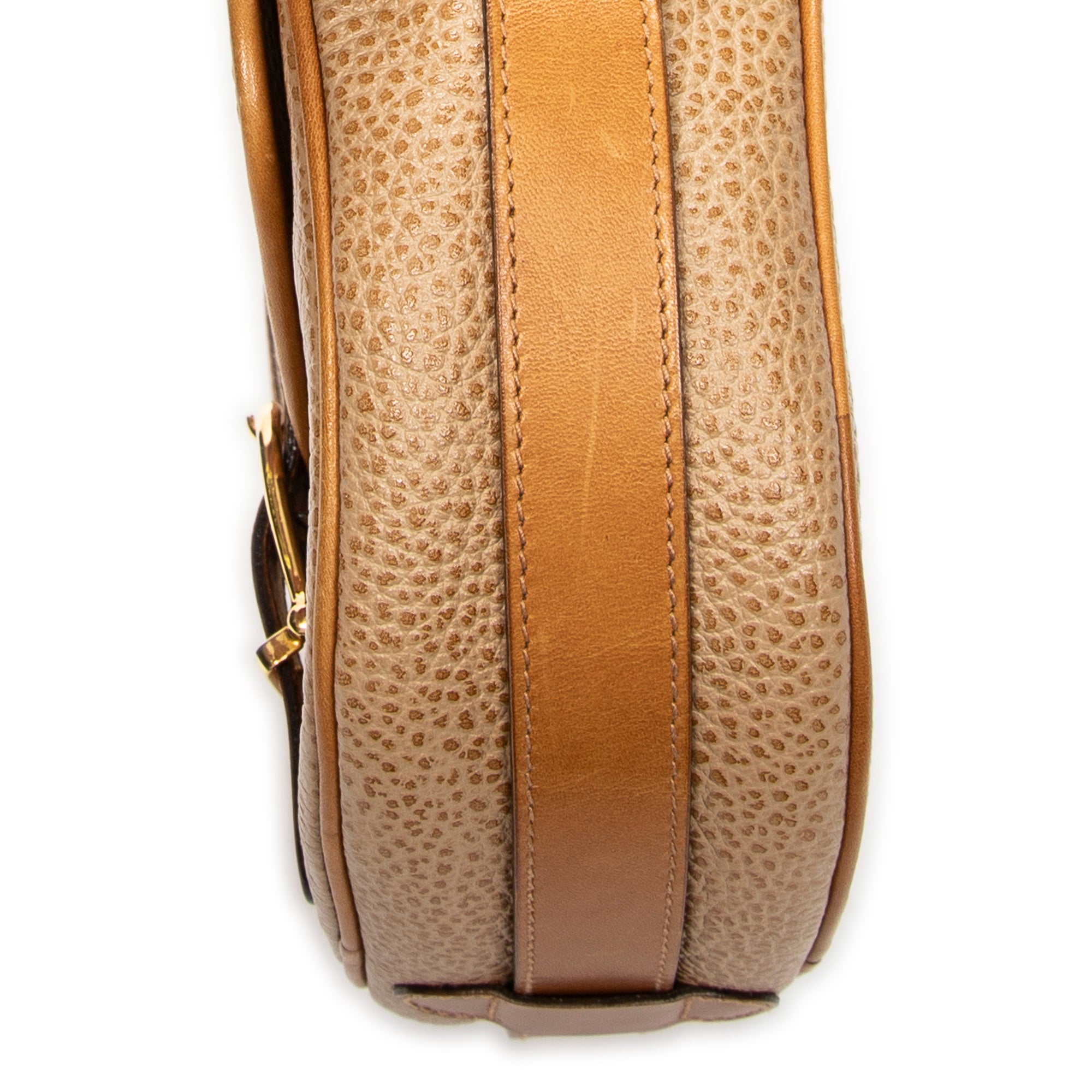 Shoulder Bag Vintage Buckle Flap Crossbody Tan Grained Calfskin Leather