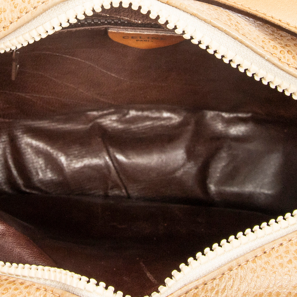 Shoulder Bag Vintage Buckle Flap Crossbody Tan Grained Calfskin Leather