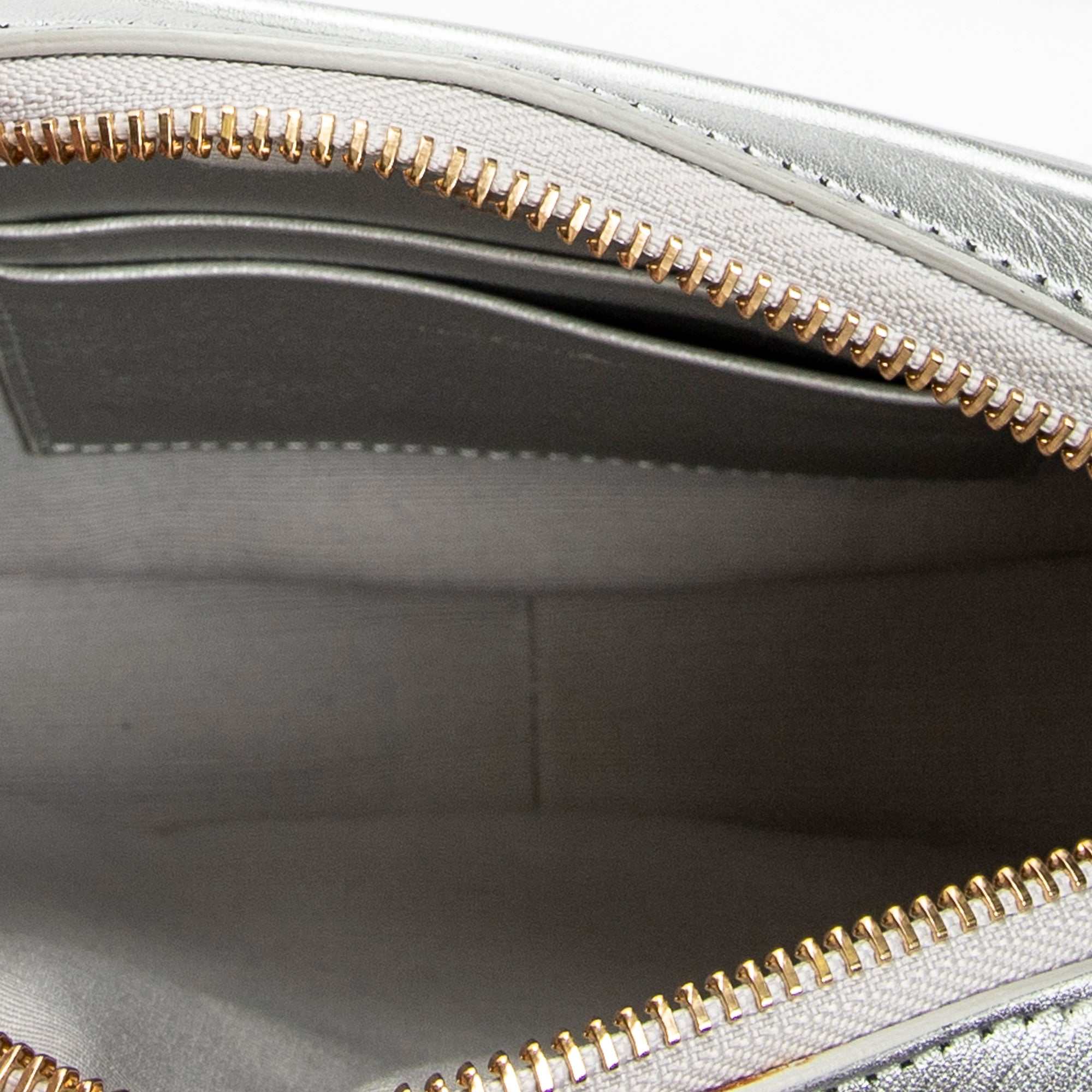 Shoulder Bag Mini C Charm Camera Bag Metallic Silver Quilted Calfskin Leather