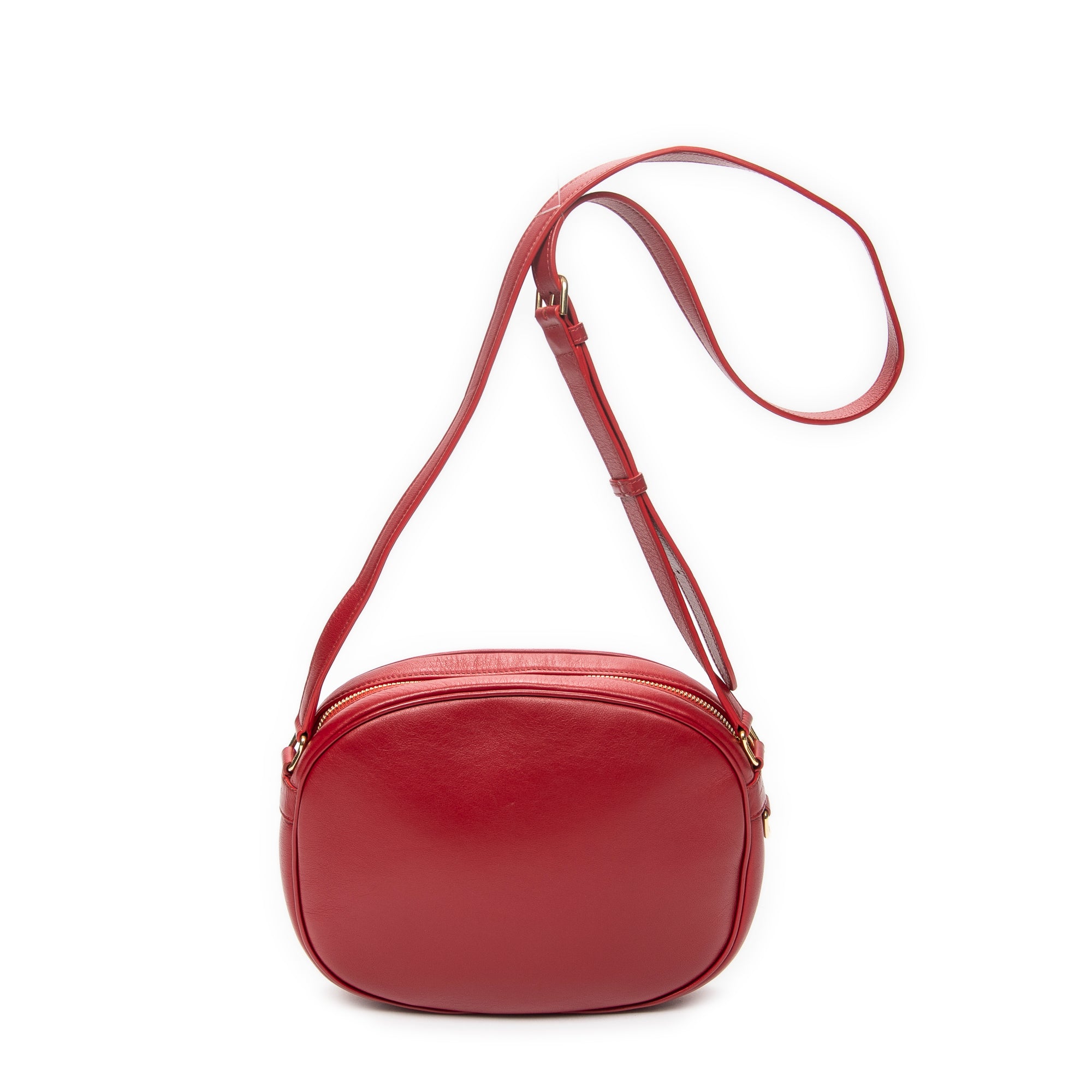 Shoulder Bag Small C Charm Camera Bag Red Quilted Calfskin Leather