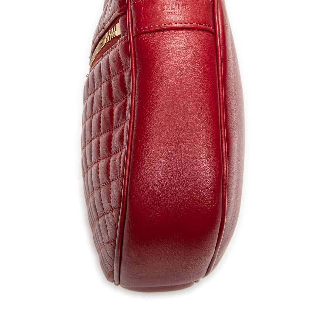 Shoulder Bag Small C Charm Camera Bag Red Quilted Calfskin Leather