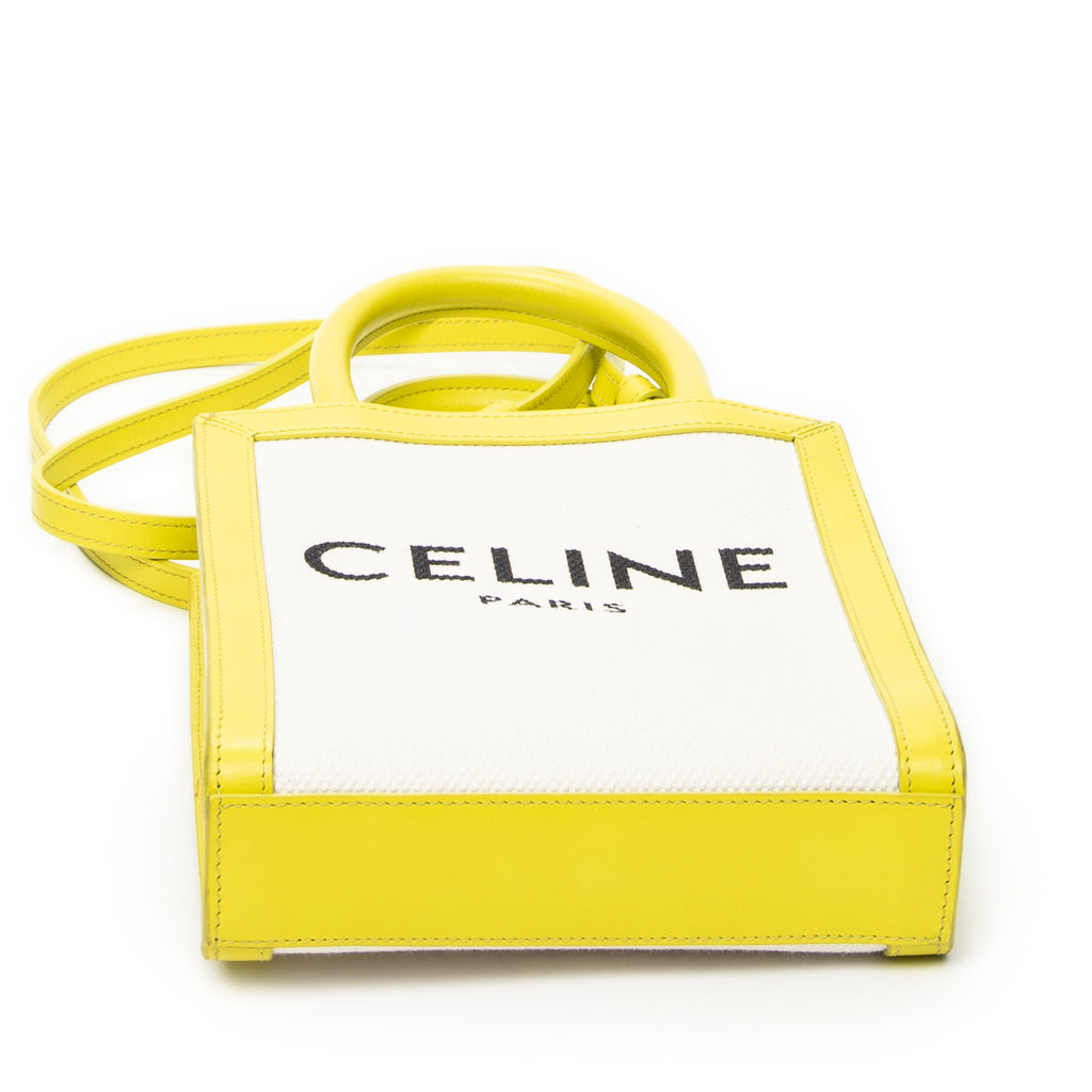 Shoulder Bag Mini Vertical Cabas Lime Green Woven Canvas