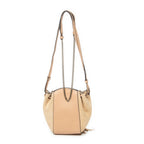 Bolso de Hombro Mini Cubo con Flecos Piel Becerro Beige