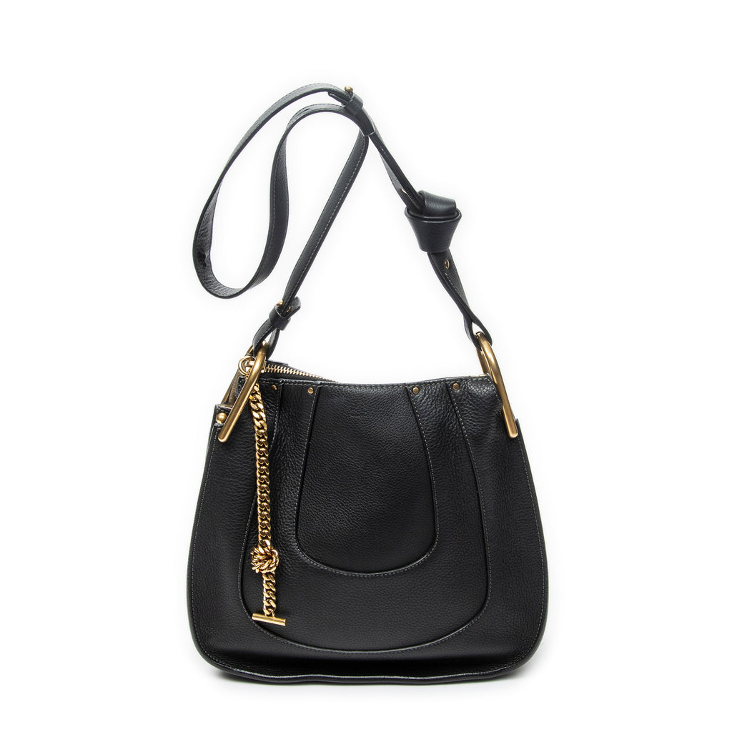 Shoulder Bag Small Hayley Hobo Black Grained Calfskin Leather