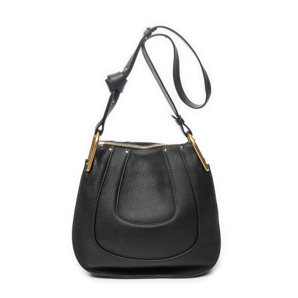 Shoulder Bag Small Hayley Hobo Black Grained Calfskin Leather