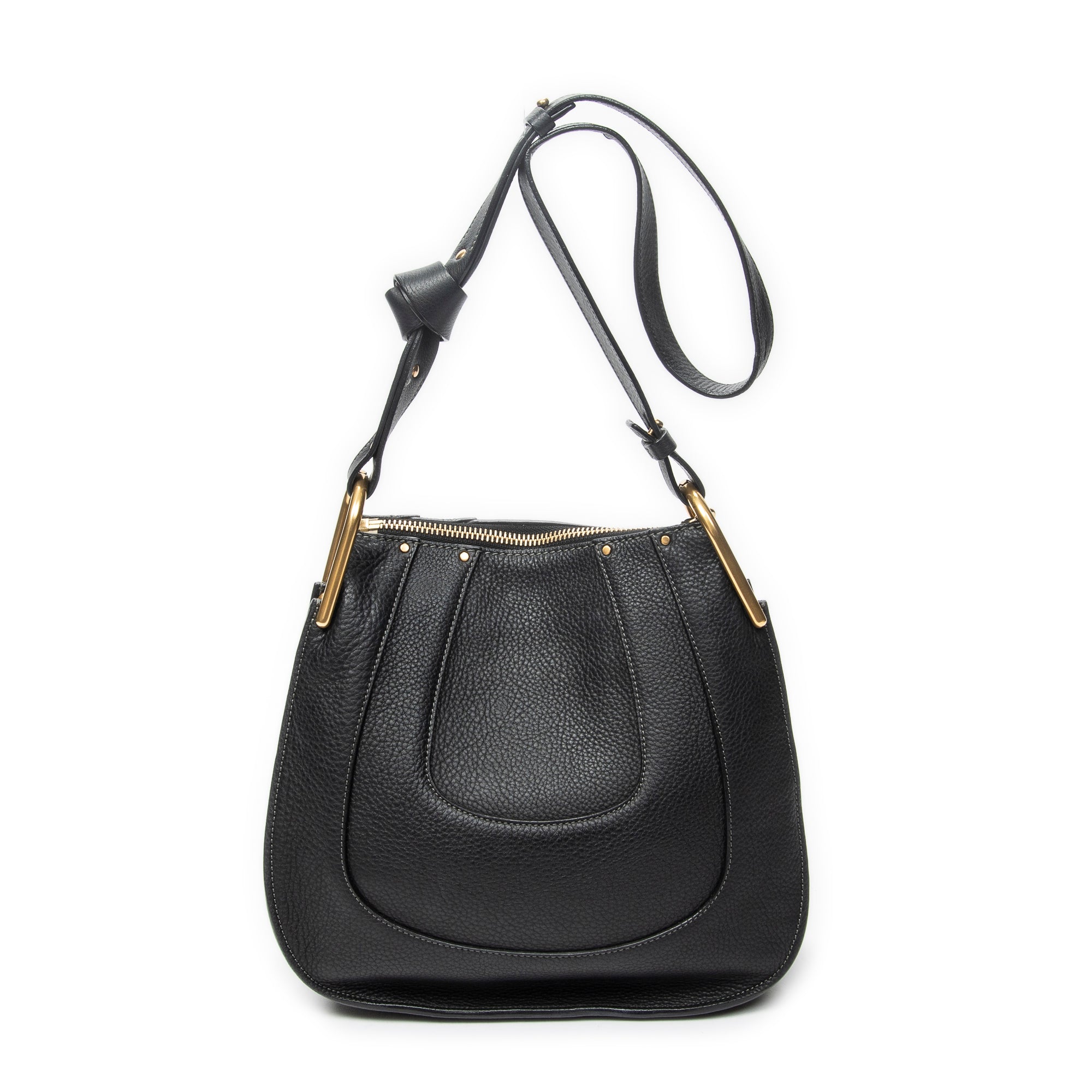 Shoulder Bag Small Hayley Hobo Black Grained Calfskin Leather