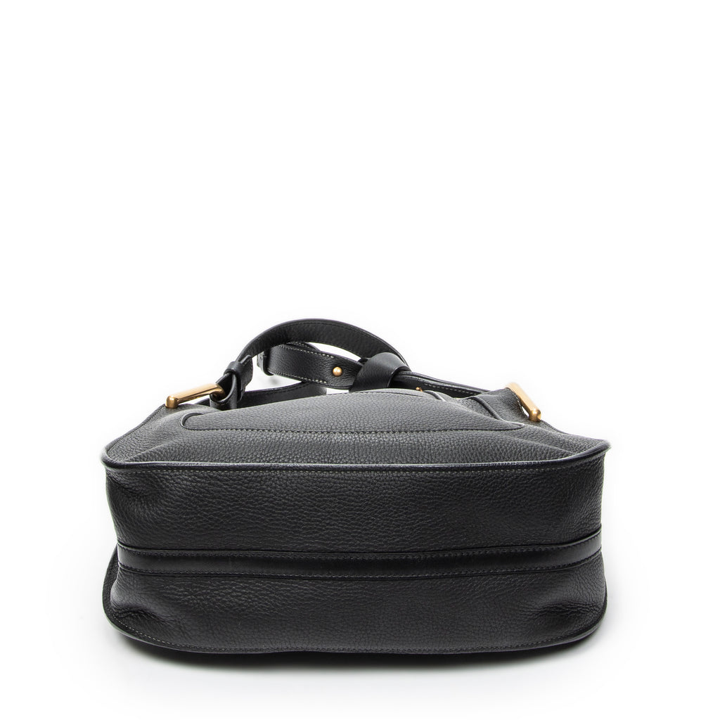 Shoulder Bag Small Hayley Hobo Black Grained Calfskin Leather