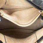 Bolso de hombro pequeño Hayley Hobo de cuero de ternera granulado negro