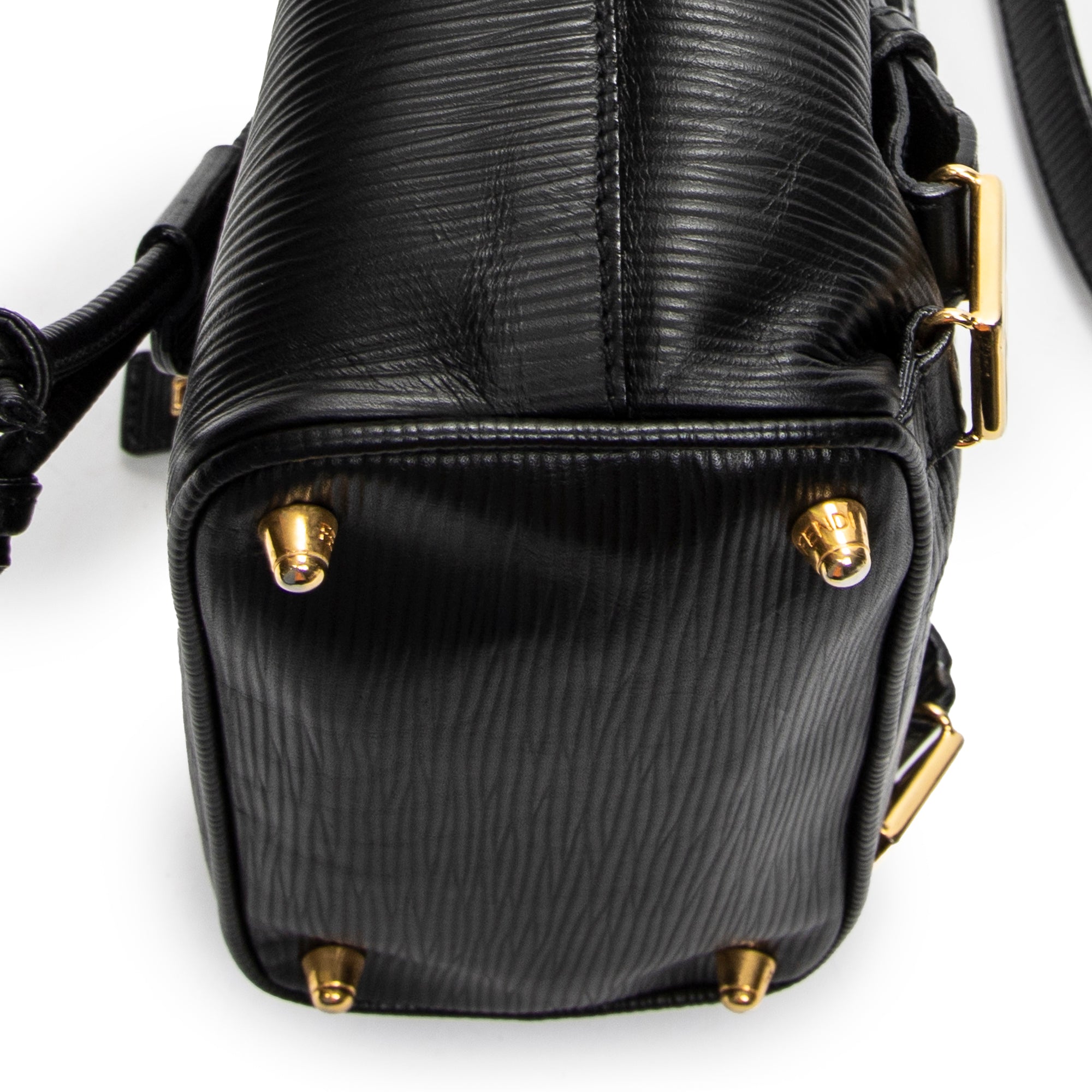 Backpack Vintage Flap Drawstring Backpack Black Grained Calfskin Leather