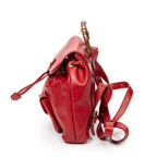 Backpack Mini Bamboo Backpack Red Calfskin Leather