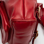 Backpack Mini Bamboo Backpack Red Calfskin Leather