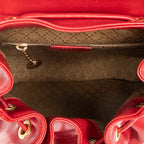Backpack Mini Bamboo Backpack Red Calfskin Leather