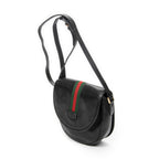 Shoulder Bag Vintage Web Flap Crossbody Black Grained Calfskin Leather