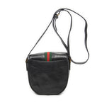 Shoulder Bag Vintage Web Flap Crossbody Black Grained Calfskin Leather
