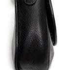 Shoulder Bag Vintage Web Flap Crossbody Black Grained Calfskin Leather