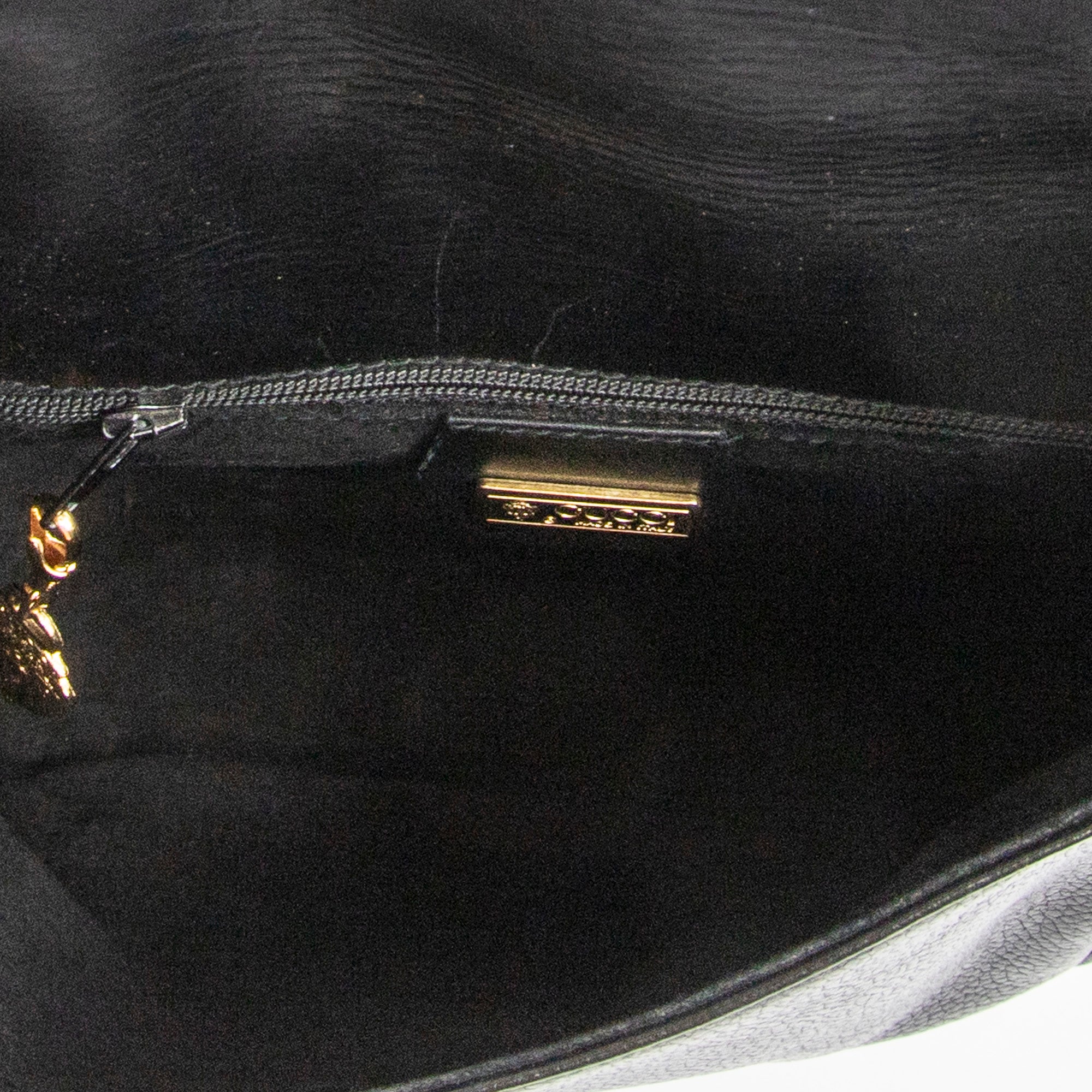 Shoulder Bag Vintage Web Flap Crossbody Black Grained Calfskin Leather