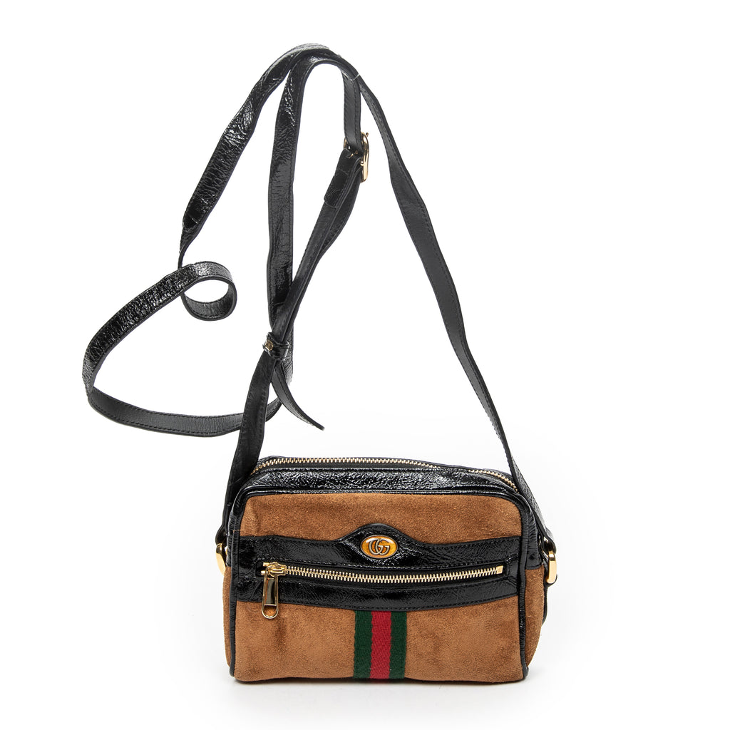 Shoulder Bag Vintage Web Mini Ophidia Tan Suede Leather