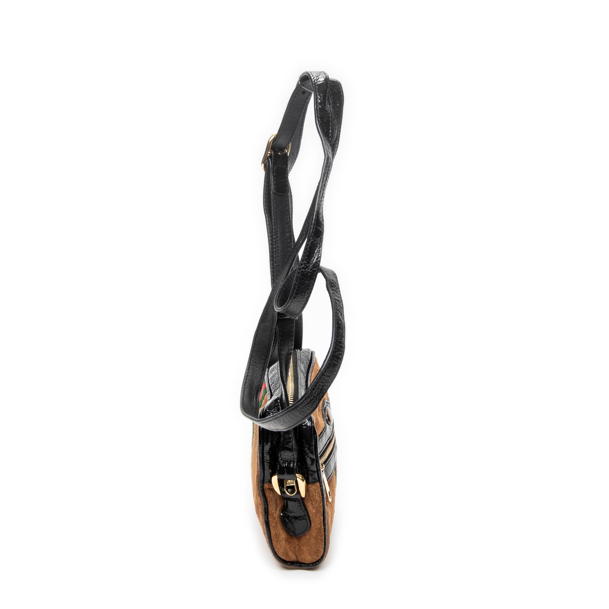 Shoulder Bag Vintage Web Mini Ophidia Tan Suede Leather