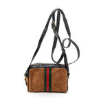 Shoulder Bag Vintage Web Mini Ophidia Tan Suede Leather