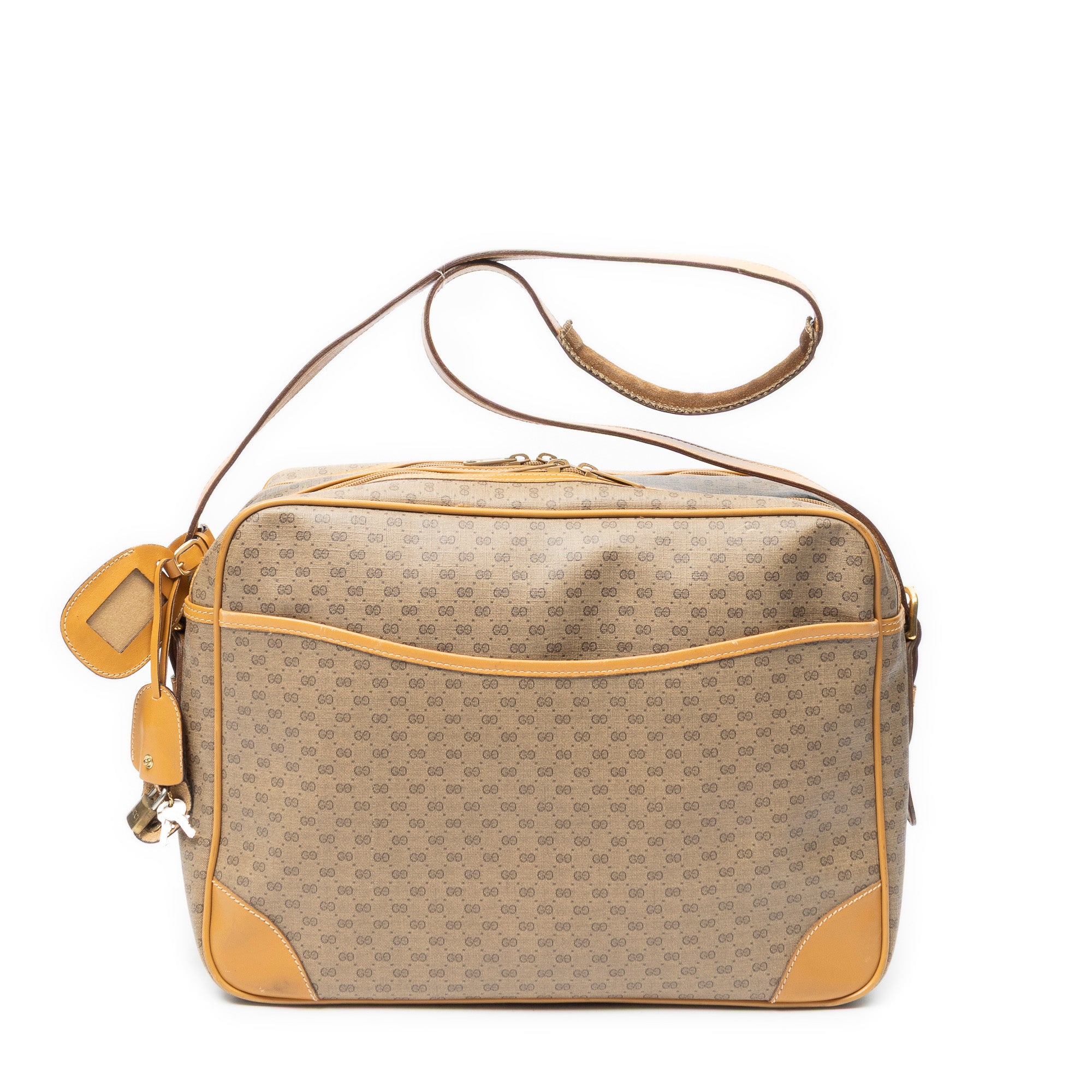 Shoulder Bag Vintage Large Messenger Tan Microguccissima Coated Canvas