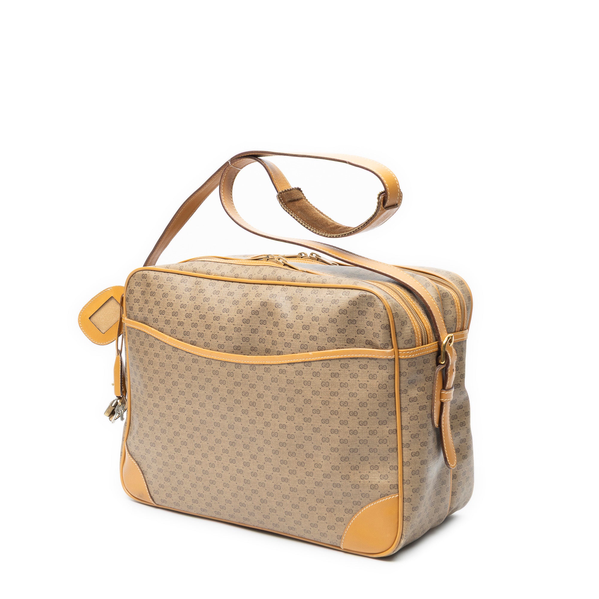 Shoulder Bag Vintage Large Messenger Tan Microguccissima Coated Canvas