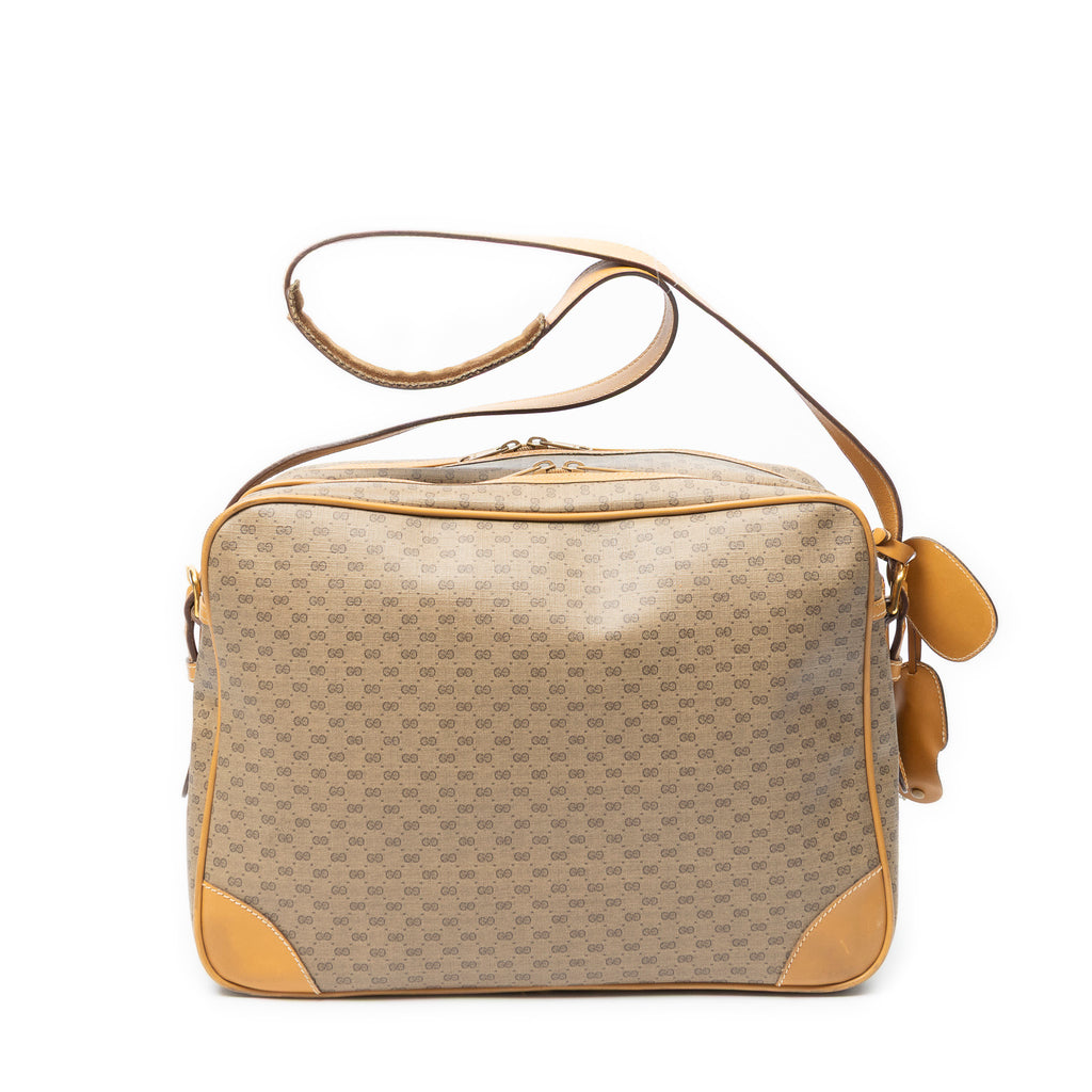 Shoulder Bag Vintage Large Messenger Tan Microguccissima Coated Canvas