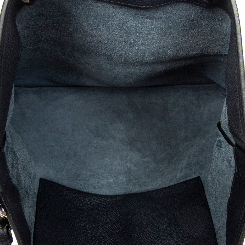 Shoulder Bag Large Bamboo Vertical Tote Navy Grained Calfskin Leather