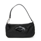 Shoulder Bag Small Rectangle Zip Pochette Black Nylon Canvas