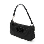 Shoulder Bag Small Rectangle Zip Pochette Black Nylon Canvas