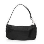 Shoulder Bag Small Rectangle Zip Pochette Black Nylon Canvas