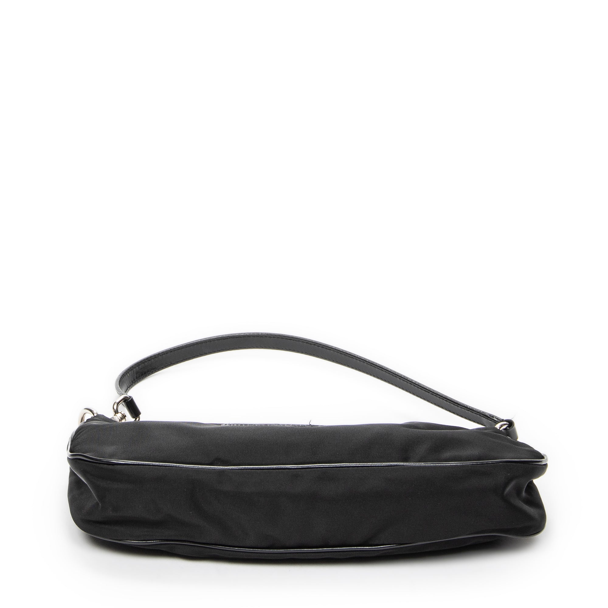 Shoulder Bag Small Rectangle Zip Pochette Black Nylon Canvas